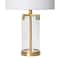 Hello Honey® Glass & Metal Brushed Gold Lamp with White Linen Shade